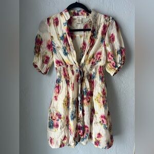 Ark & Co Floral Mini Dress - Cream, Pink, Yellow